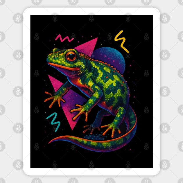 Retro Neon Marbled Newt Magnet by Reptiq's Store